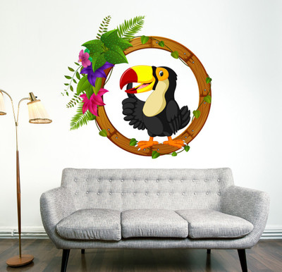 Wallzone 50 cm Colorfull Birds Removable Sticker(Pack of 1)