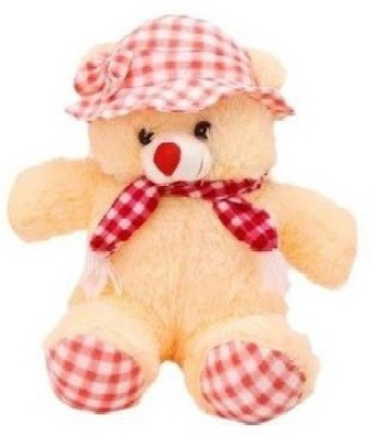 Ktkashish Toys Soft Stuffed Cream Muffler With Cap Teddy Bear  - 12 inch(Beige)