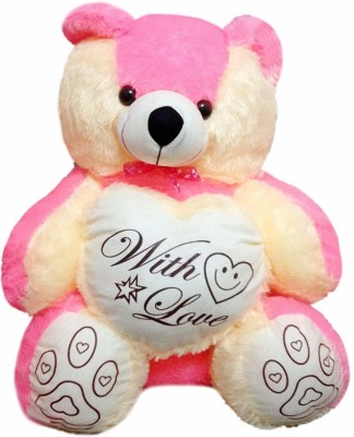 Ktkashish Toys Soft Stuffed Cream & Pink Heart With Love Teddy Bear  - 12 inch(Multicolor)
