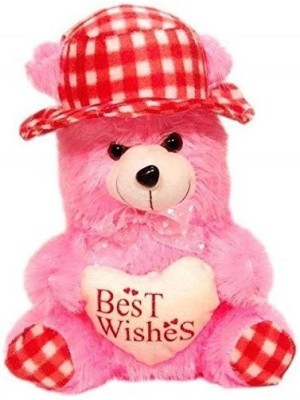 Pasanda Huggable Soft Pink Teddy Bear With Cap And Heart ( You're So Sweet)  - 12.5 inch(Pink)