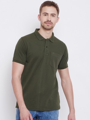 Camey Solid Men Polo Neck Green T-Shirt