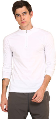 Ap'pulse Self Design Men Round Neck White T-Shirt