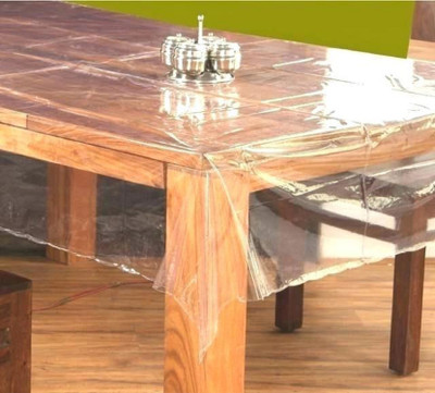 LooMantha Self Design 6 Seater Table Cover(White, PVC)
