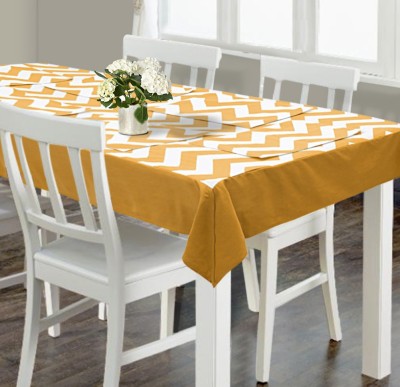 Dekor World Yellow Organic Cotton Table Linen Set(Pack of 7)