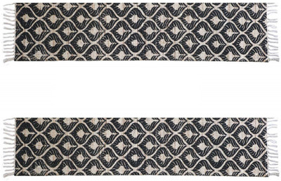 The Home Talk Black 152 cm Reversible Table Runner(Cotton)