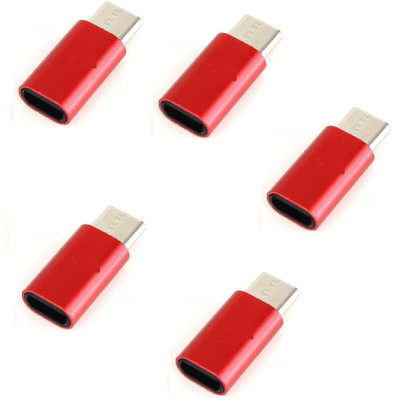 

BB4 SET OF 5 MICRO USB TO TYPE C CONVERTER SYNC AND CHARGE OTG USB Adapter(Red)