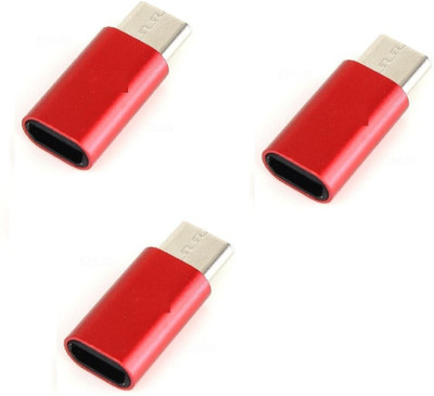 

BB4 SET OF 3 MICRO USB TO TYPE C CONVERTER SYNC AND CHARGE OTG USB Adapter(Red)