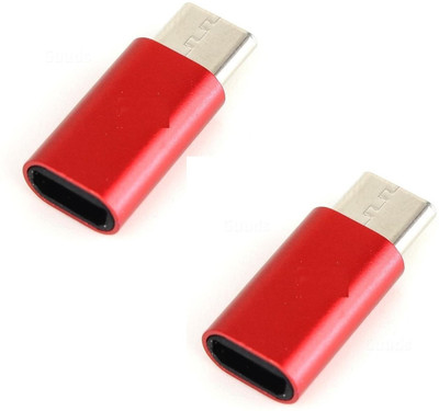 

BB4 SET OF 2 MICRO USB TO TYPE C CONVERTER SYNC AND CHARGE OTG USB Adapter(Red)
