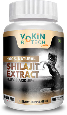 

Vokin Biotech 100% Natural Shilajeet Extract 50% Fluvica Acid 90 Capsules 800Mg(100 g)