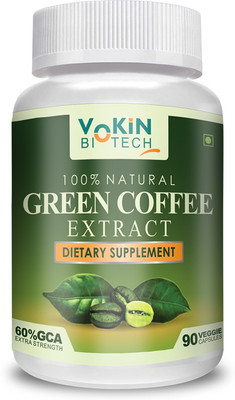 

Vokin Biotech 100% Natural Green Coffee Extract 60% GCA 90 Veg Capsules 800MG(100 g)