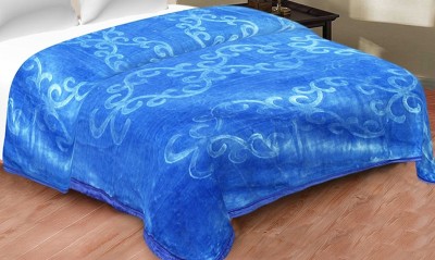 Diksha Floral Double Mink Blanket for  Mild Winter(Polyester, Blue)