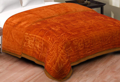 Oshano Floral Single Mink Blanket for  Heavy Winter(Polyester, Brown)