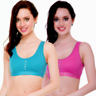 WaySoft Beautiful Best Quality Skyblue and Pink Sports Bra Combo Women Sports Non Padded Bra(Light Blue, Pink)