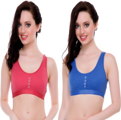 WaySoft Beautiful Best Quality Red and Blue Combo Women Sports Non Padded Bra(Red, Blue)