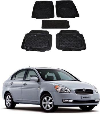 Autoxygen Rubber Standard Mat For  Hyundai Verna(Black)