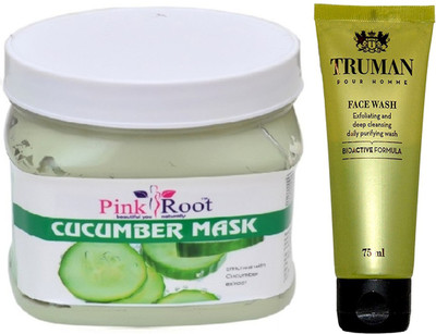 

Pink Root CUCUMBER MASK 400GM WITH TRUMAN POUR HOMME FACE WASH 75ML(Set of 2)