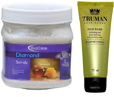 

Biocare DIAMOND SCRUB 500GM WITH TRUMAN POUR HOMME FACE WASH 75ML(Set of 2)
