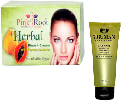 

Pink Root HERBAL BLEACH 250GM WITH TRUMAN POUR HOMME FACE WASH 75ML(Set of 2)