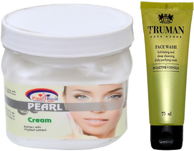 

Pink Root PEARL CREAM 400GM WITH TRUMAN POUR HOMME FACE WASH 75ML(Set of 2)