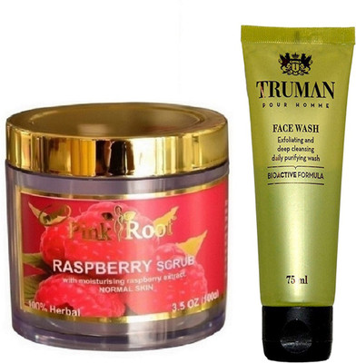 

Pink Root RASPBERRY SCRUB 100GM WITH TRUMAN POUR HOMME FACE WASH 75ML(Set of 2)
