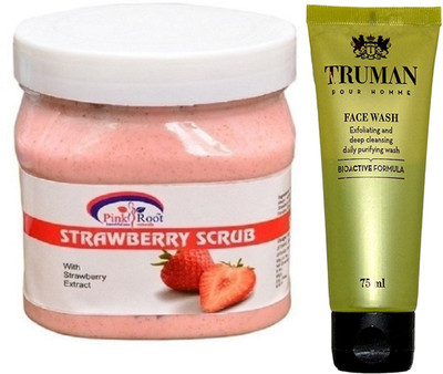 

Pink Root SHEA STRAWBERRY SCRUB 400GM WITH TRUMAN POUR HOMME FACE WASH 75ML(Set of 2)