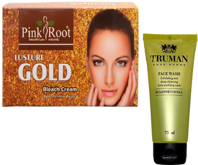 

Pink Root GOLD BLEACH 250GM WITH TRUMAN POUR HOMME FACE WASH 75ML(Set of 2)