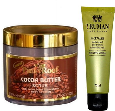 

Pink Root COCOA BUTTER SCRUB 100GM WITH TRUMAN POUR HOMME FACE WASH 75ML(Set of 2)