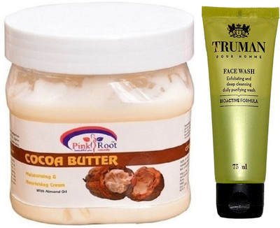

Pink Root COCOA BUTTER CREAM 400GM WITH TRUMAN POUR HOMME FACE WASH 75ML(Set of 2)