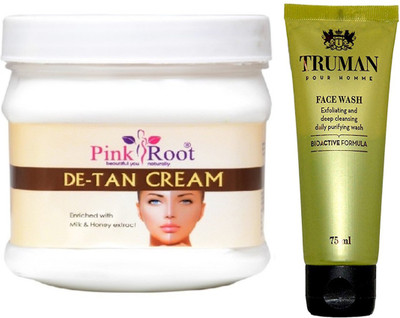 

Pink Root DE-TAN CREAM 400GM WITH TRUMAN POUR HOMME FACE WASH 75ML(Set of 2)
