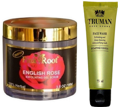 

Pink Root ENGLISH ROSE SCRUB 100GM WITH TRUMAN POUR HOMME FACE WASH 75ML(Set of 2)
