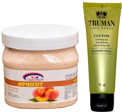 

Pink Root APRICOT SCRUB 400GM WITH TRUMAN POUR HOMME FACE WASH 75ML(Set of 2)
