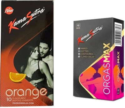 KamaSutra Orange and Oraga Max Combo of 2 Condom(Set of 2, 22S)