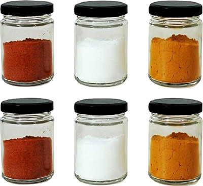 DEVDOX Glass Grocery Container  - 200 ml(Pack of 6, Clear)