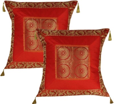 Lal Haveli Silk Cushions & Pillows Cover(Pack of 2, 61 cm*61 cm, Red)