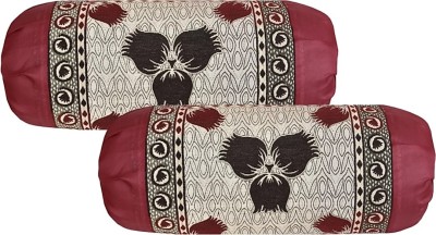 Countingbeds Floral Bolsters Cover(Pack of 2, 40 cm*75 cm, Maroon)