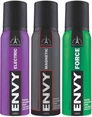 

Envy Electric, Magnetic & Force Deo Combo of 3 Body Spray - For Men(120 ml, Pack of 3)