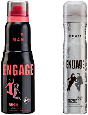 

Engage Rush & Drizzle Deodorant Spray - For Men & Women(315 ml, Pack of 2)