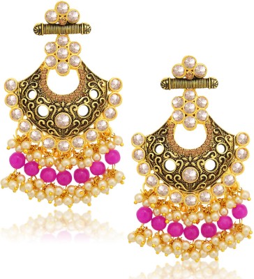 Sukkhi Glittery LCT Gold Plated Pearl Chandelier Earring Pearl Alloy Chandbali Earring