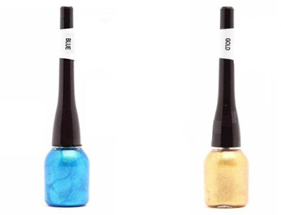 

BeautyQua Set of 2 Shimmer Glittery Colored Eyeliner (Golden+ Blue ) High Quality Liquid Eyeliner 4 ml(Multi)