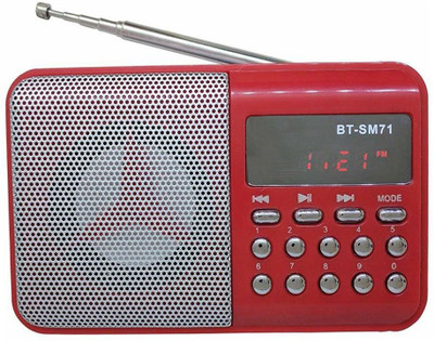 

CRETO BT- SM71 Portable Fm/Radio Support USB Pen-drive, Memory Card & Aux in FM Radio(Red)