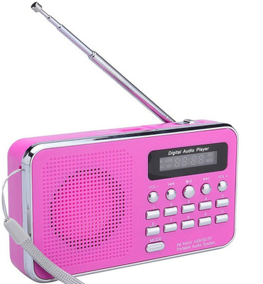 

CRETO Best Quality BT-SM74 Portable Digital Radio/Fm Music Player Support USB, Aux-in & SD card FM Radio(Pink)