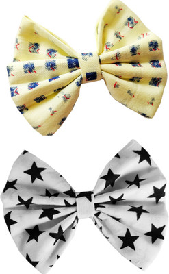 

craft maniacs Set of 2 light colored patterned bows Hair Pin(White)