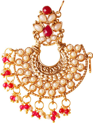 

Touchstone Embellished With Faux Ruby Pearls Beads Designer Jewelry Jurapin In Gold Tone For Women. Hair Accessory Set(Multicolor)