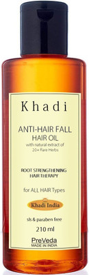 

PreVeda Khadi Anti Hair fall Oil for fast hair growth with natural & herbal best oils Hair Oil(210 ml)