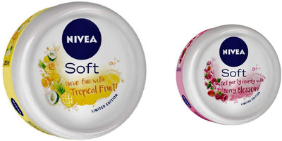 

Nivea Soft Light Moisturizer Tropical Fruit (100 ML) & Berry Blossom (50 ML) With Vitamin E & Jojoba Oil(150 ml)