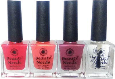 

beauty needs BNC-NP-008,NP-018,NP-028,NP-038 Pinkish Red, Nude Pink, Purple Brown, Transparent Coat(Pack of 4)