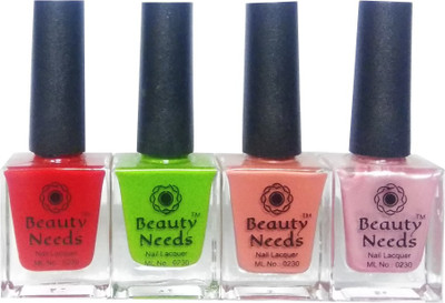 

beauty needs BNC-NP001,NP-011,NP-021,NP-031 Red, Green, Light Pink, Glossy Pink(Pack of 4)