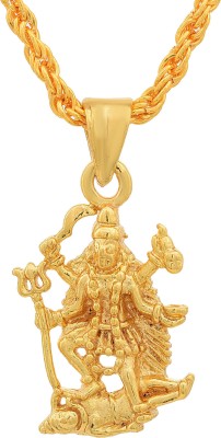 Morvi Brass Gold Plated covered 1 Micron, Maa kaali, Sherawali Mata, Hindu God Chain Pendant Necklace Gold-plated Brass Pendant