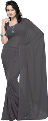 RK Fashions Solid/Plain Daily Wear Georgette Saree(Grey)