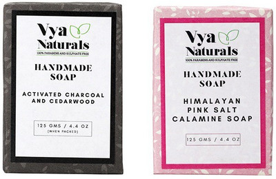 

Vya Naturals Activated Charcoal and Cedarwood Deep Cleansing Soap Bar & Himalayan Pink Salt Handmade Soap - ( Set of 2)(250 g, Pack of 2)